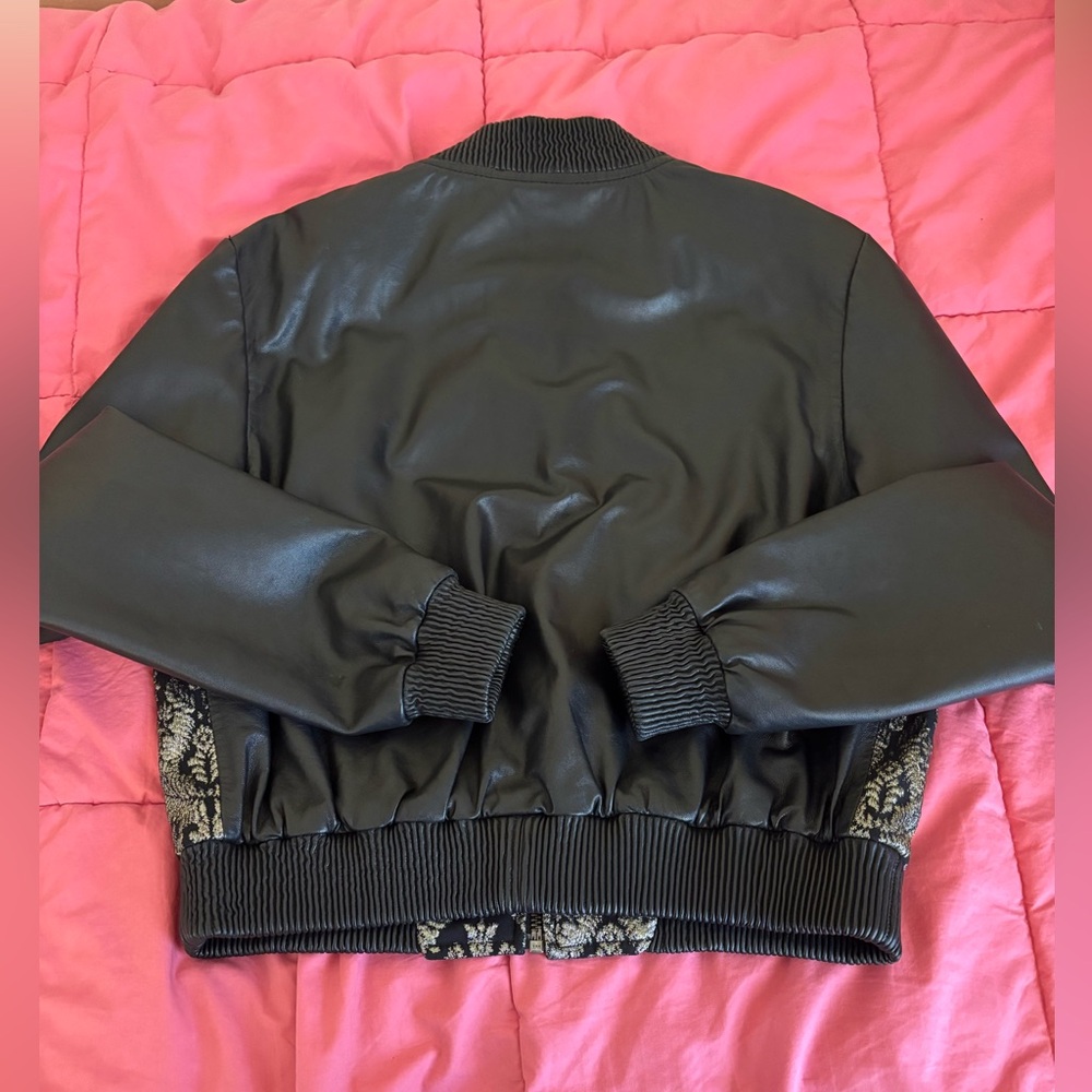 Lamarque Leather Black and Gold Bomber Jacket - Picture 3 of 12